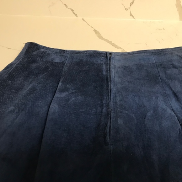 Vintage Danier Leather Suede Long High Waisted Pencil Skirt & Vest Blue M /10 - Picture 13 of 16